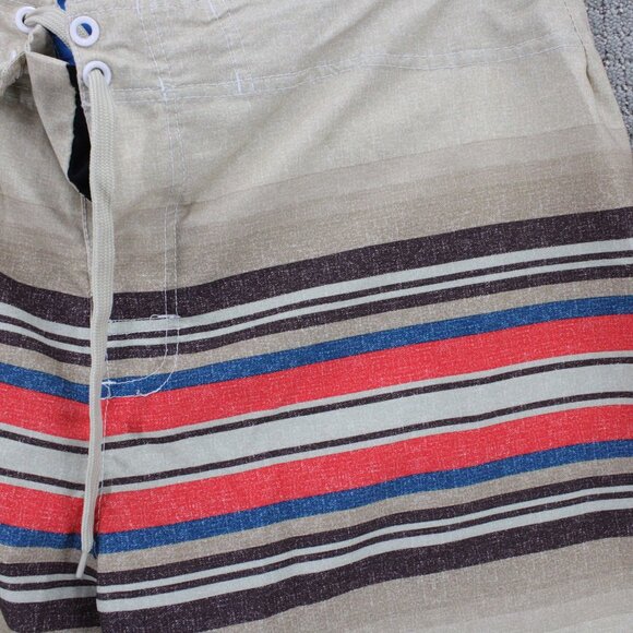 RSSURF Board Shorts Mens Size 38 Multicolor Striped Drawstring Surfing Beach - Picture 3 of 8